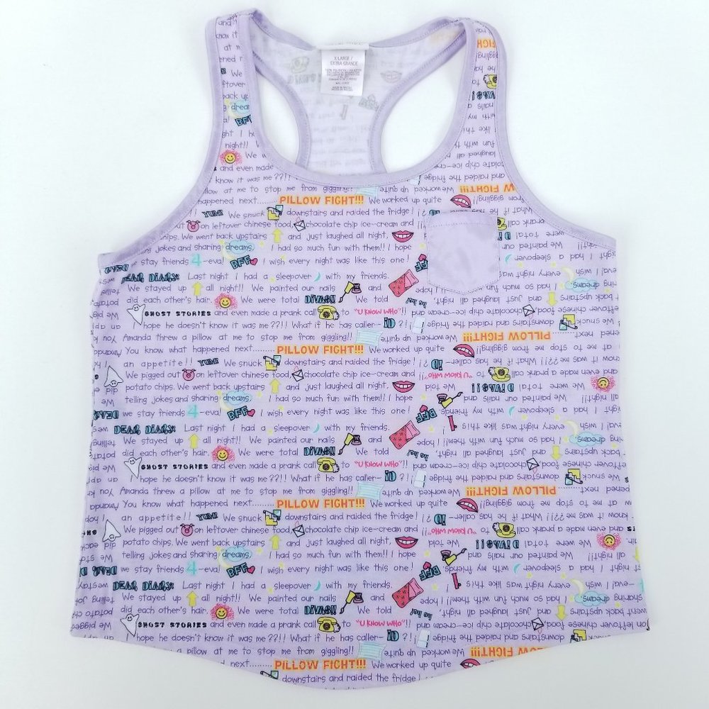 Total Girl Kids Girls sz XL Pillow Fight Light Purple Pajama Racerback Tank Top